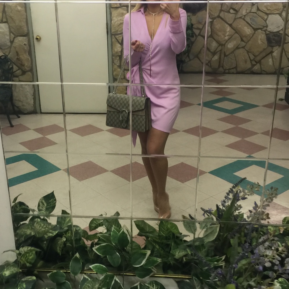 Lilac wrap around mini dress